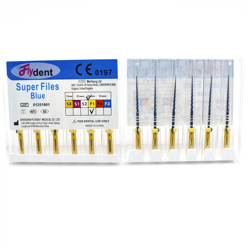 Dental Rotary Super Files Blaue Feilen Rotationsfeilen Niti Wärmeaktivierung Endodontische Feilen Verwendung für den Wurzelkanal
