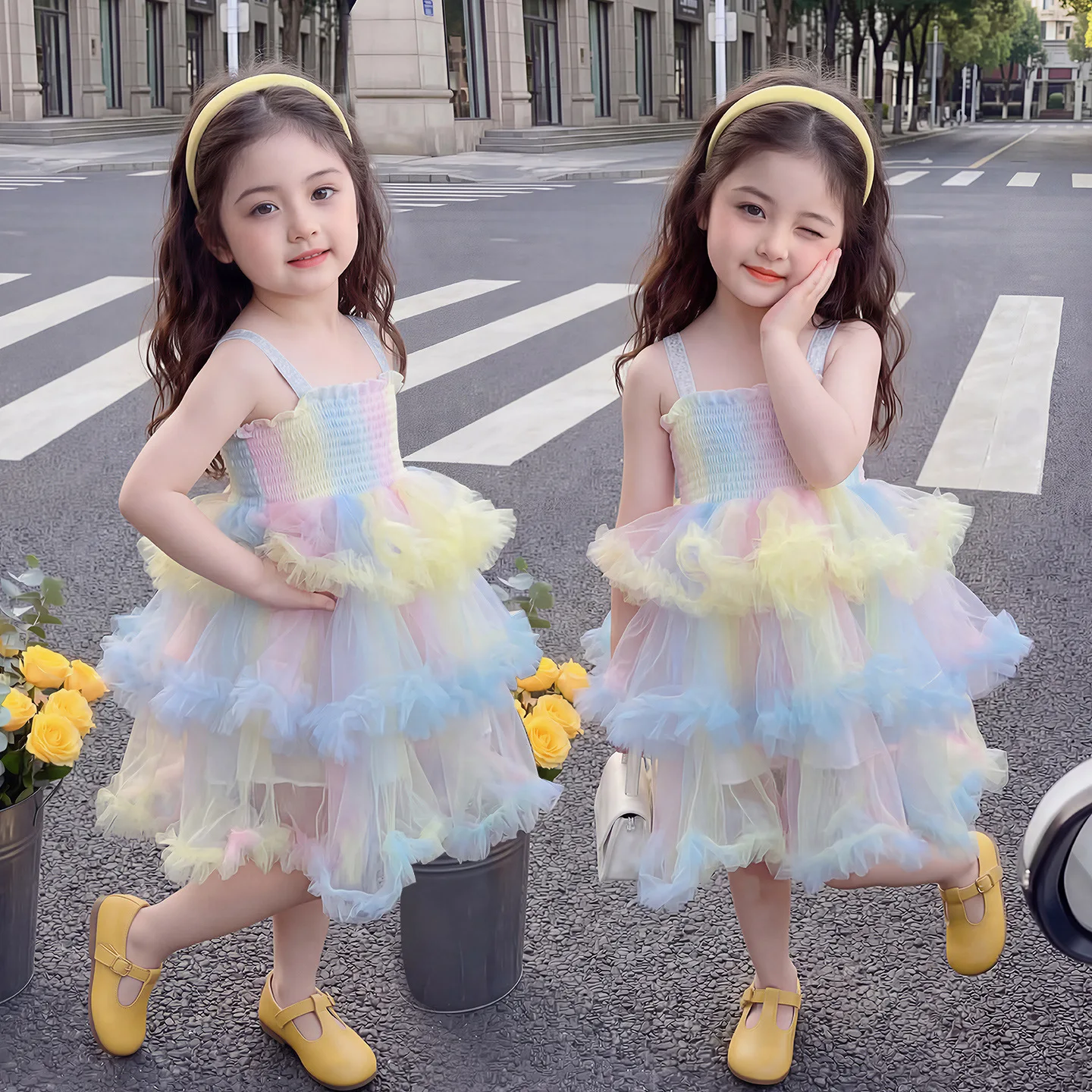 Girls Suspender Dress 2026 Summer New Princess Dress Little Girl Skirt Baby Foreign Sweet Cake Dress
