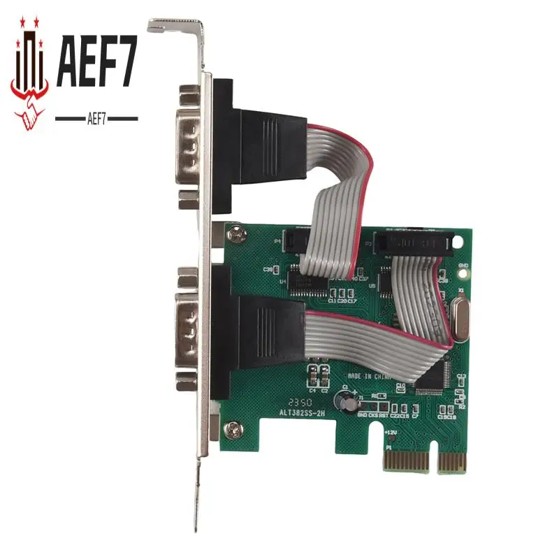 

AEF7-PCI Express 2-портовая последовательная плата контроллера RS232 Com Db9 PCI-E 1,0 X 1 чип WCH382 с низкопрофильным кронштейном