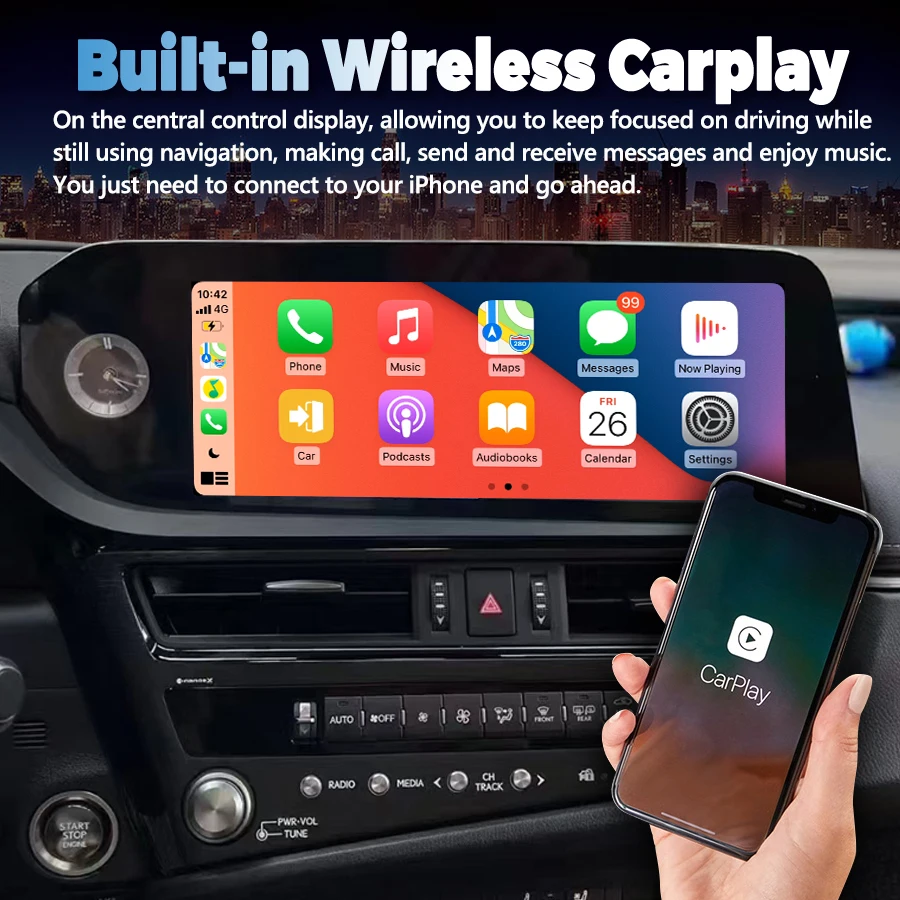 12.3inch Android Screen For Lexus ES300H ES350H ES300 ES330 ES350 2019-2022 Stereo GPS CarPlay Car Multimedia Player Head Unit