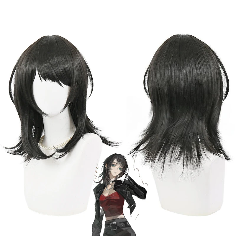 

Anime Hachiman Kairi Cosplay Wig Black Layered Wolf Tail Style with Bangs Heat Resistant Synthetic Hair for Women Daily Party