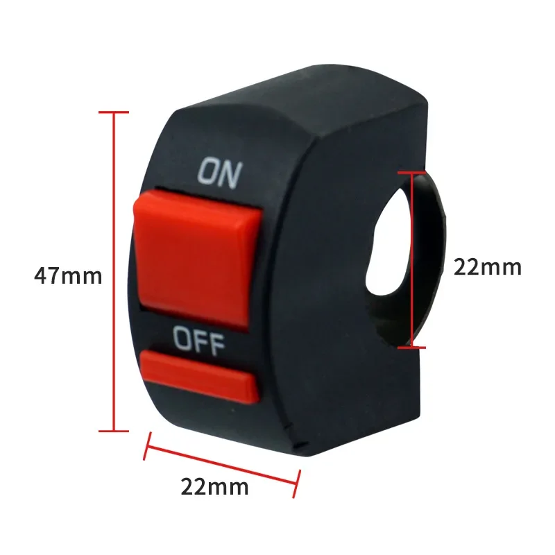 Universal Motorcycle Handlebar Flashing Switch Moto Light Switch ON OFF Button ATV Bike DC12V/10A Black Two Core Wire image 2