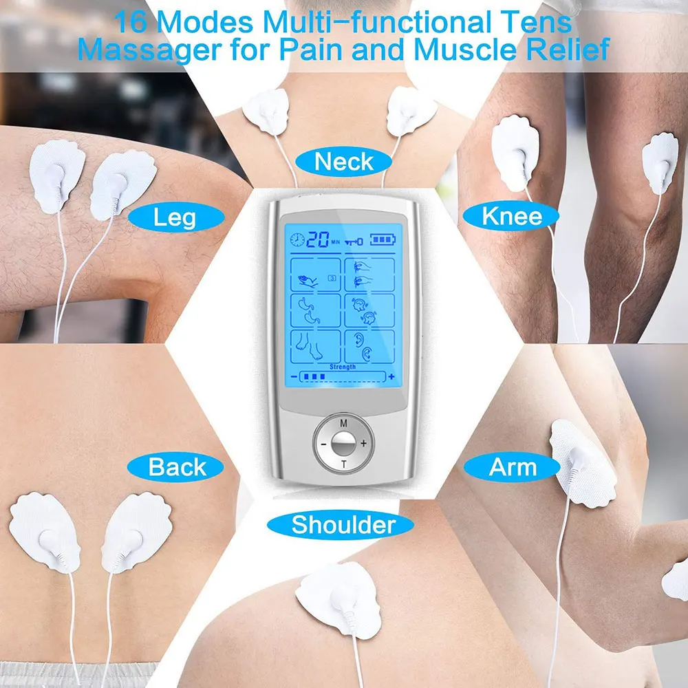 

Dual Channel Rechargeable Electric Pulse Massager TENS Machine for Lower Back Neck Shoulder Pain Relief