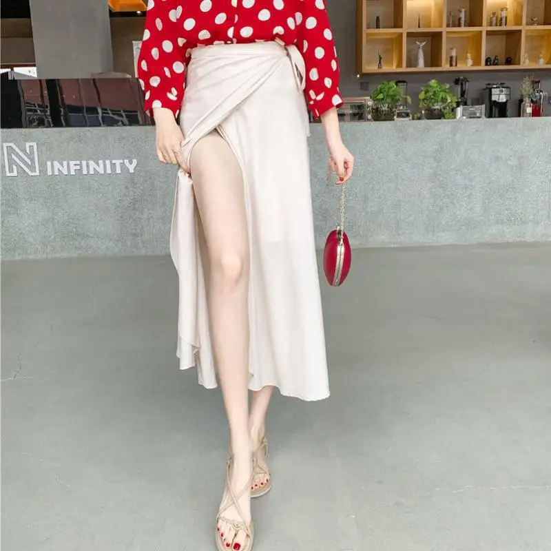 Women Long Skirt Summer New Stylish Midiskirt One-piece Lace-up Wrap Skirt Holiday Suntan Beach Skirts Sexy Elegant