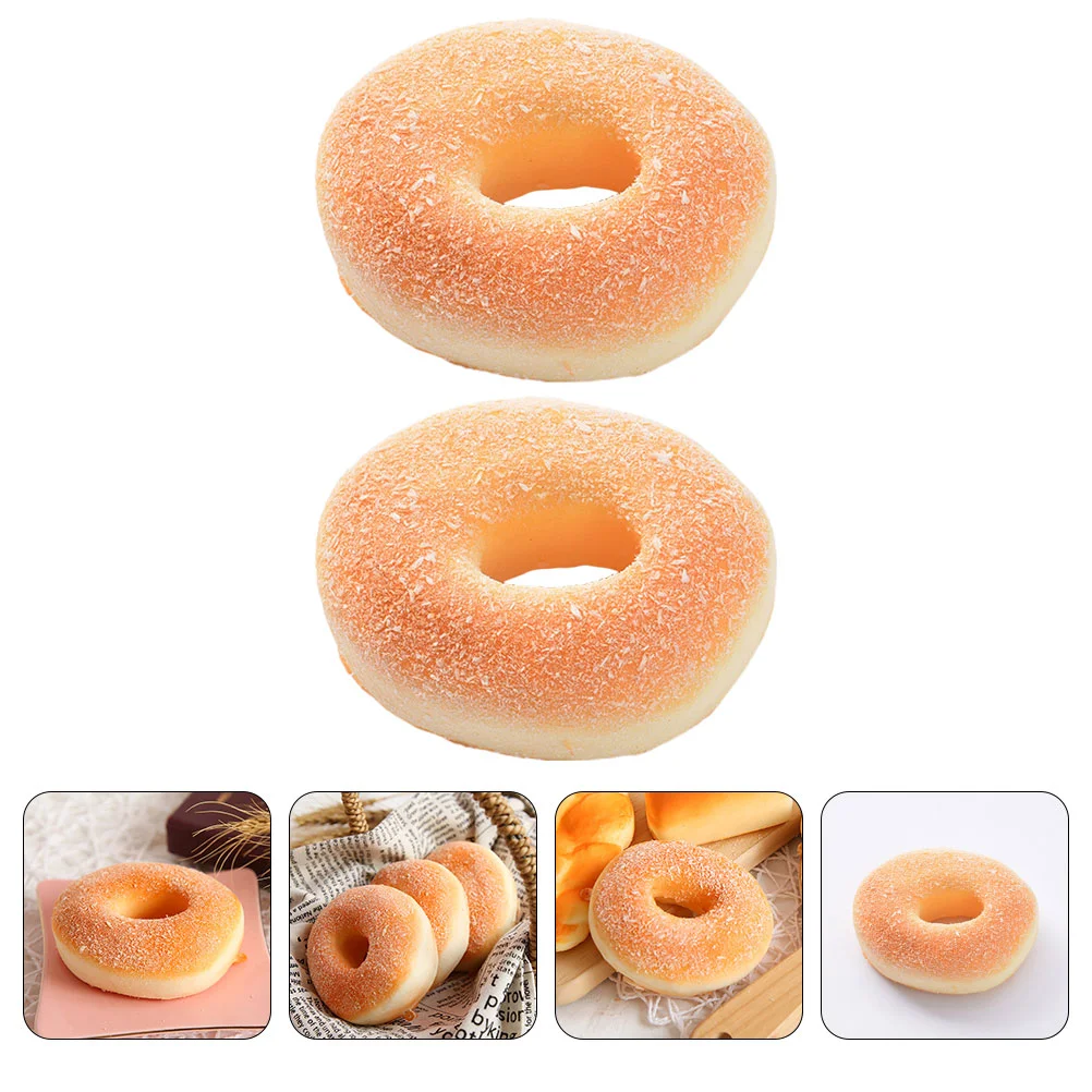 2 Pcs Simulated Bread Donut Theme Party Decorations Simulation Donuts Food Models Photo Props Fake Doughnut
