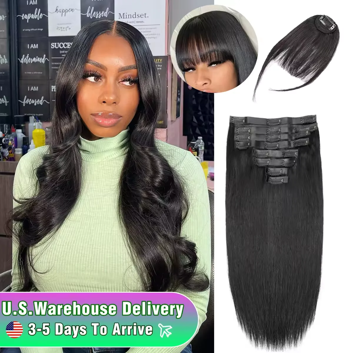 

Натуральные прямые заколки для наращивания волос, человеческие волосы, бесшовные заколки для наращивания, 100% необработанные бразильские девственные волосы на всю голову