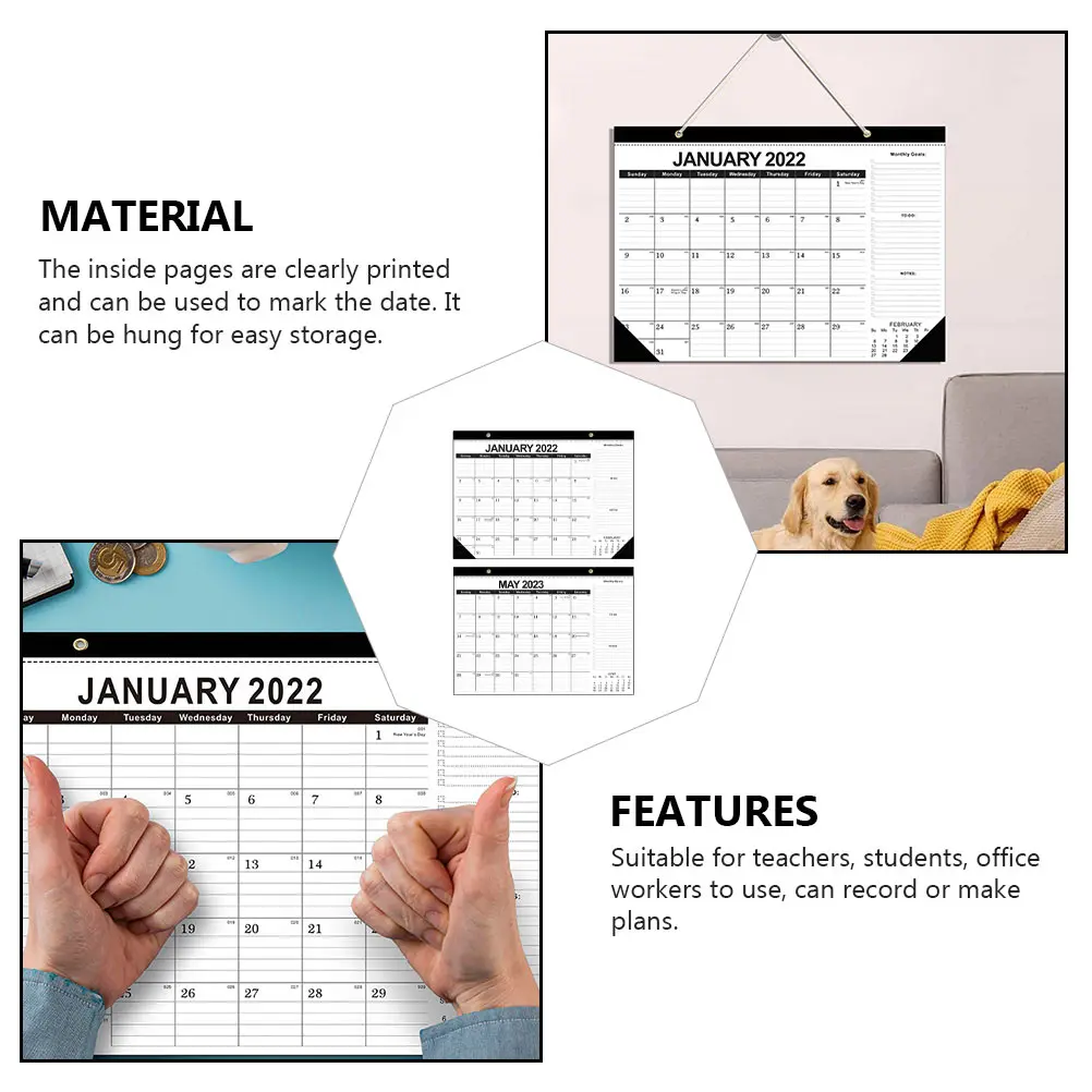 

1pc English 2022 18 Months Hanging Calendar For Home Office School Schedule Desktop Wall Calendar Decorative Household Memo