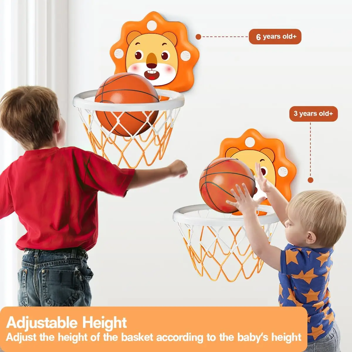 Mini aro de baloncesto de Interior para niños pequeños, dormitorio de niños, altura ajustable, regalos de cumpleaños de Navidad, juguete para niños, juguetes para niños pequeños