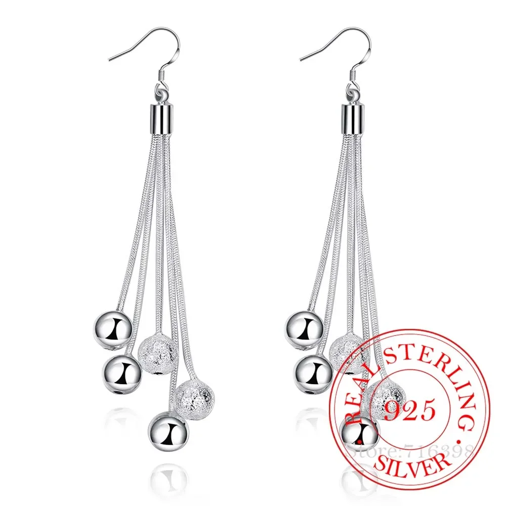 الكورية 925 فضة ثلاثة خط الخرز خمر طويلة استرخى أقراط للنساء 2020 أفضل هدية المشاركة غرامة مجوهرات الزفاف