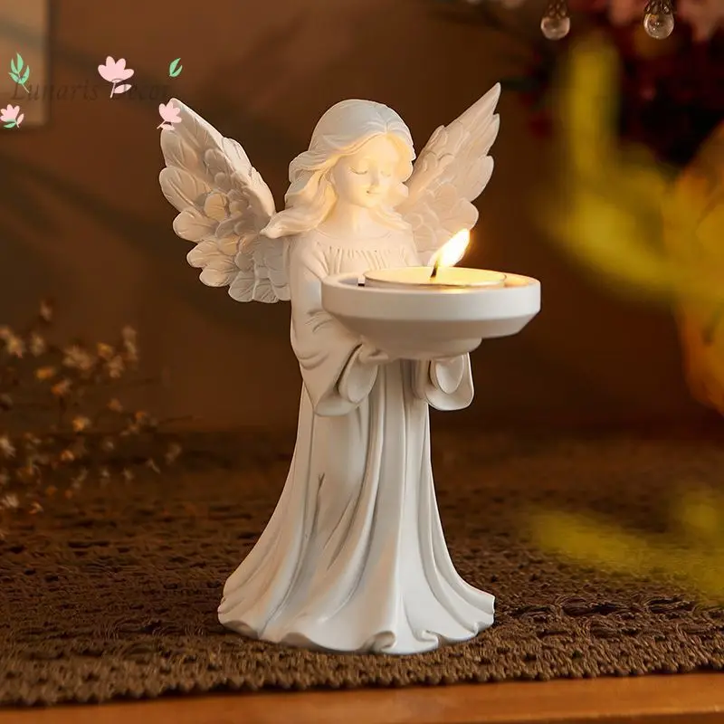 Character-shaped angel ceramic candle holder, romantic candlelight small ornament, home decoration to create warmth