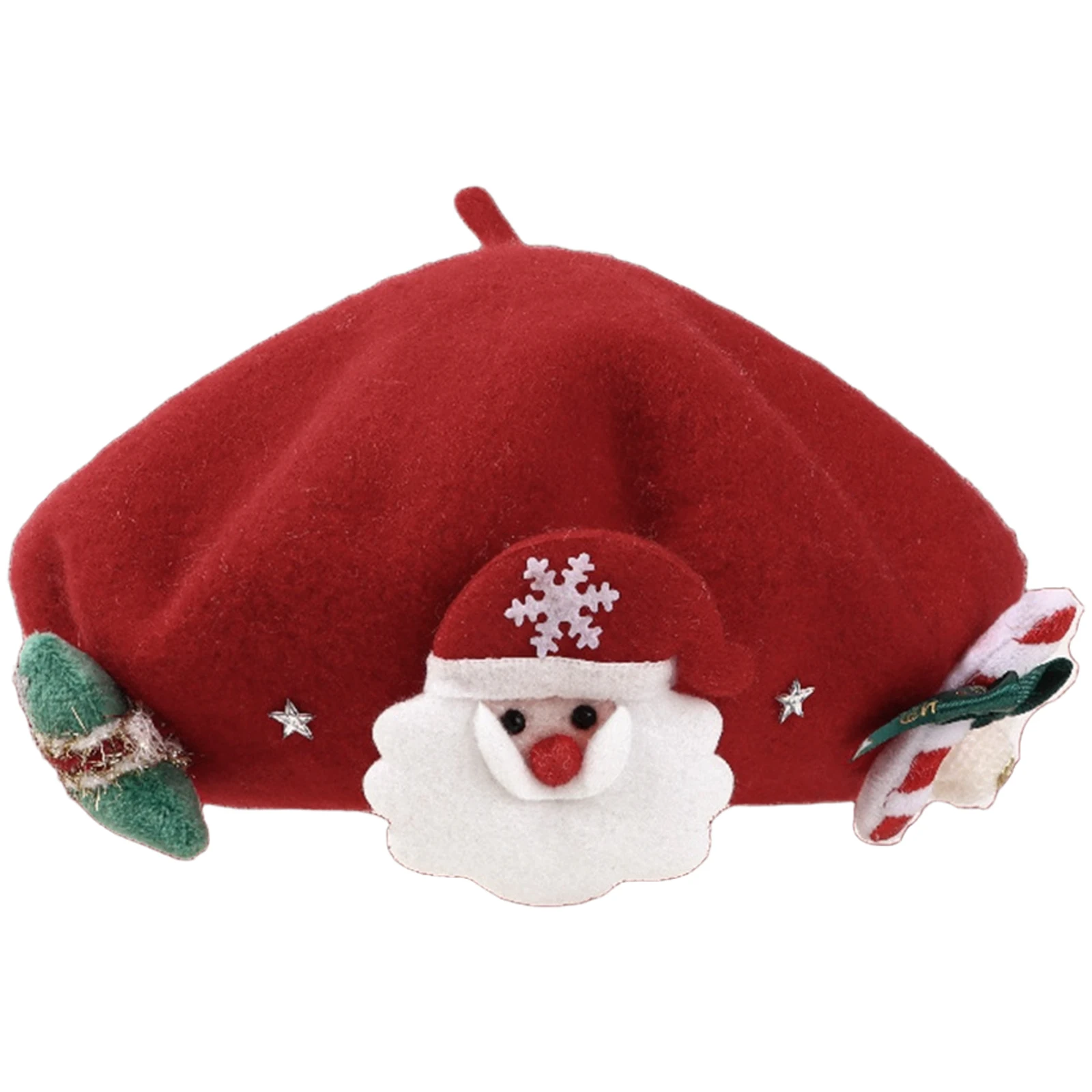 Christmas Wool Beret Hat French Beret Cap Winter Warm Beanie Cap Xmas Tree Santa Claus Headwear Cosplay Costume Accessories