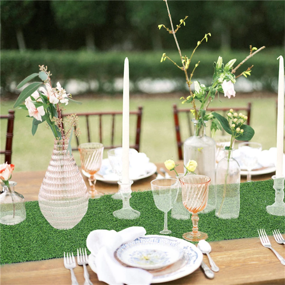 

Artificial Grass Runner Decorative Cloth for Home Party Banquet Wedding Coffee Table Table Runner For Home Mat PE PP Material