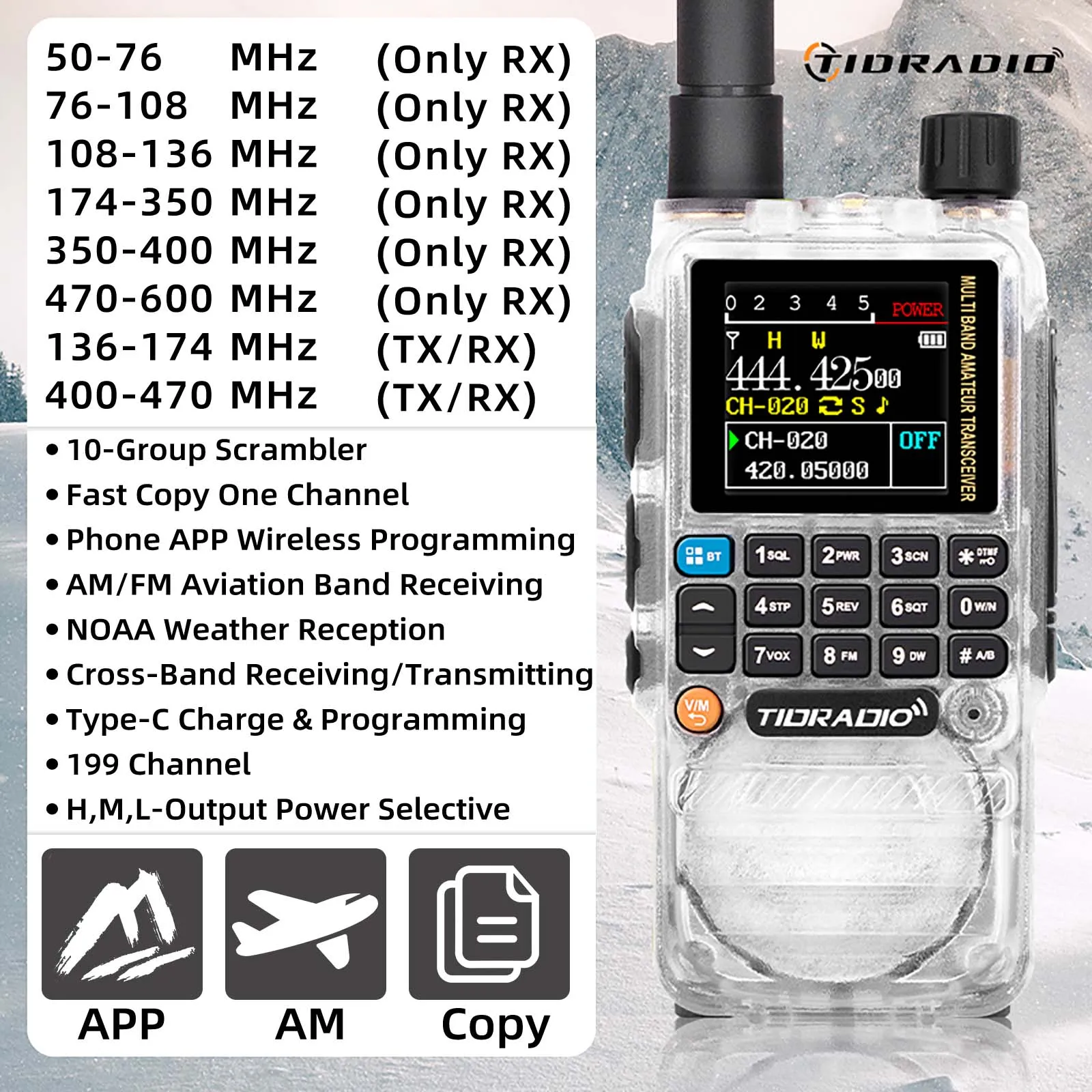 TIDRADIO TD H3 Walkie Talkie profesional, aplicación de teléfono, Cable tipo C, programación y carga remota, comunicador de Radio multifuncional