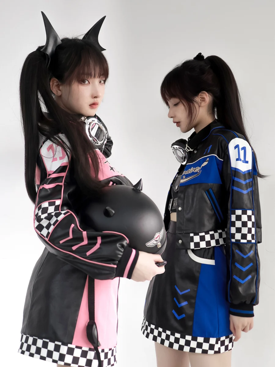American Sle Motorcycle Jaet ort Skirt Tight Pants orm Design Hot Girl Outerwear Sato Supun Street Sle Polyester