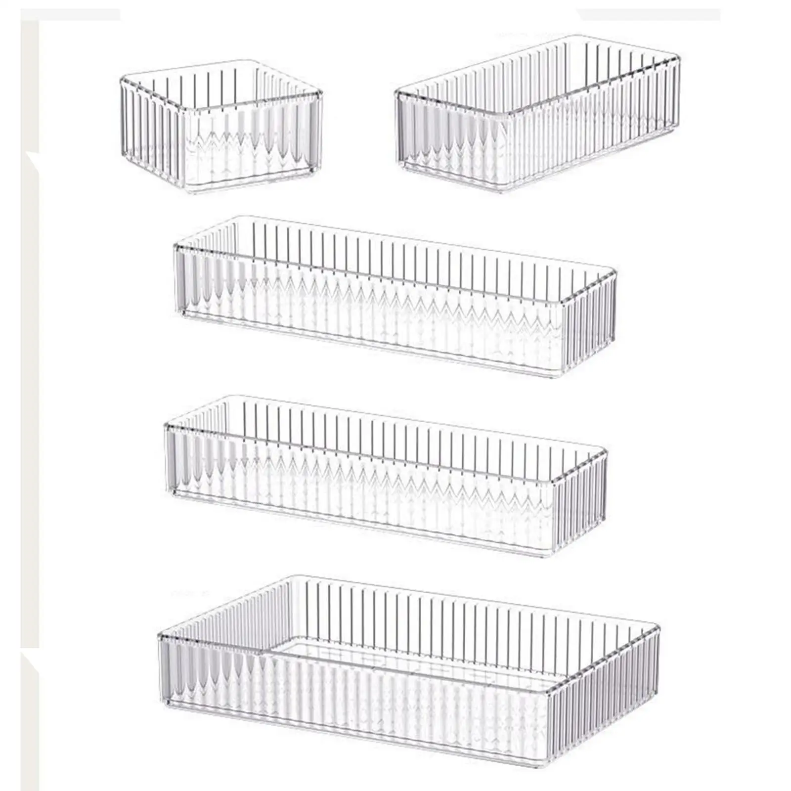 Makeup Organizer Caddy Acrylic Container Stackable Transparent Desktop Storage Box for Home Countertop Stationeries Sundries