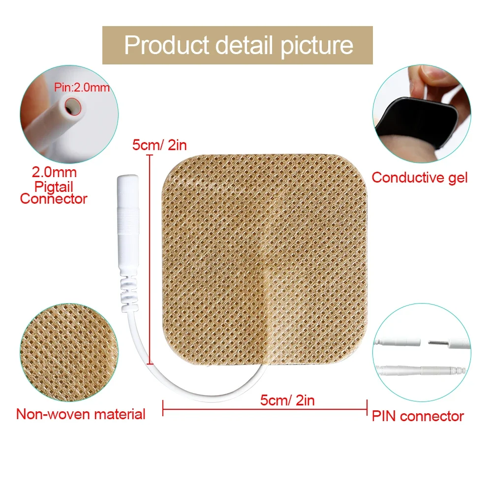 50/100PCS Reusable Self Adhesive TENS Electrode Gel Pads 5x5cm Massager Electrodes Patch For Pulse EMS Muscle Stimulator Sticker