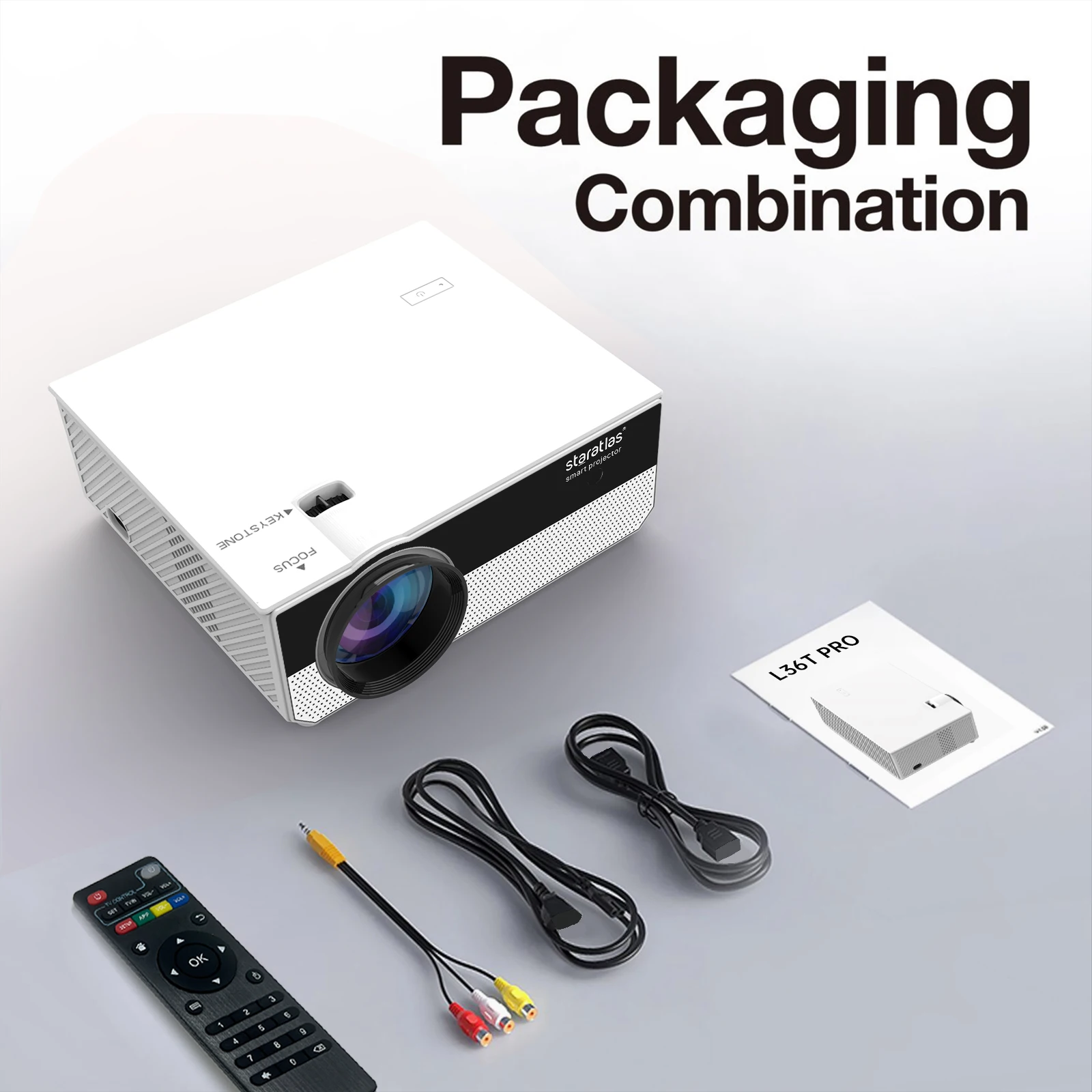 Proyector nativo 1080P con WiFi, proyector doméstico, proyector exterior portátil Full HD 1080P, proyector de películasTV inteligente incorporada