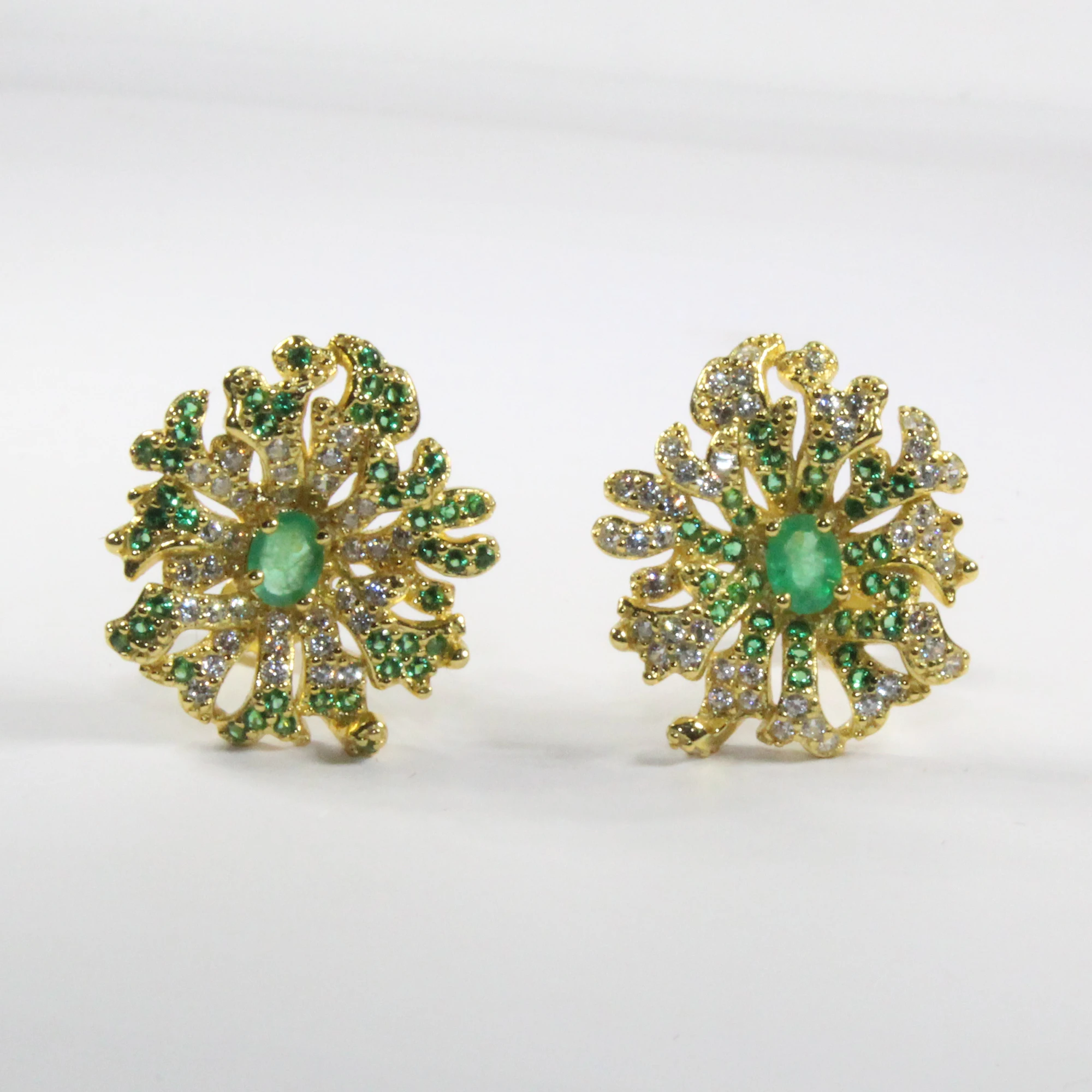 

CoLife Jewelry Baroque Style Earrings for Party 3mm*4mm Natural Emerald Stud Earrings 925 Silver Emerald Jewelry