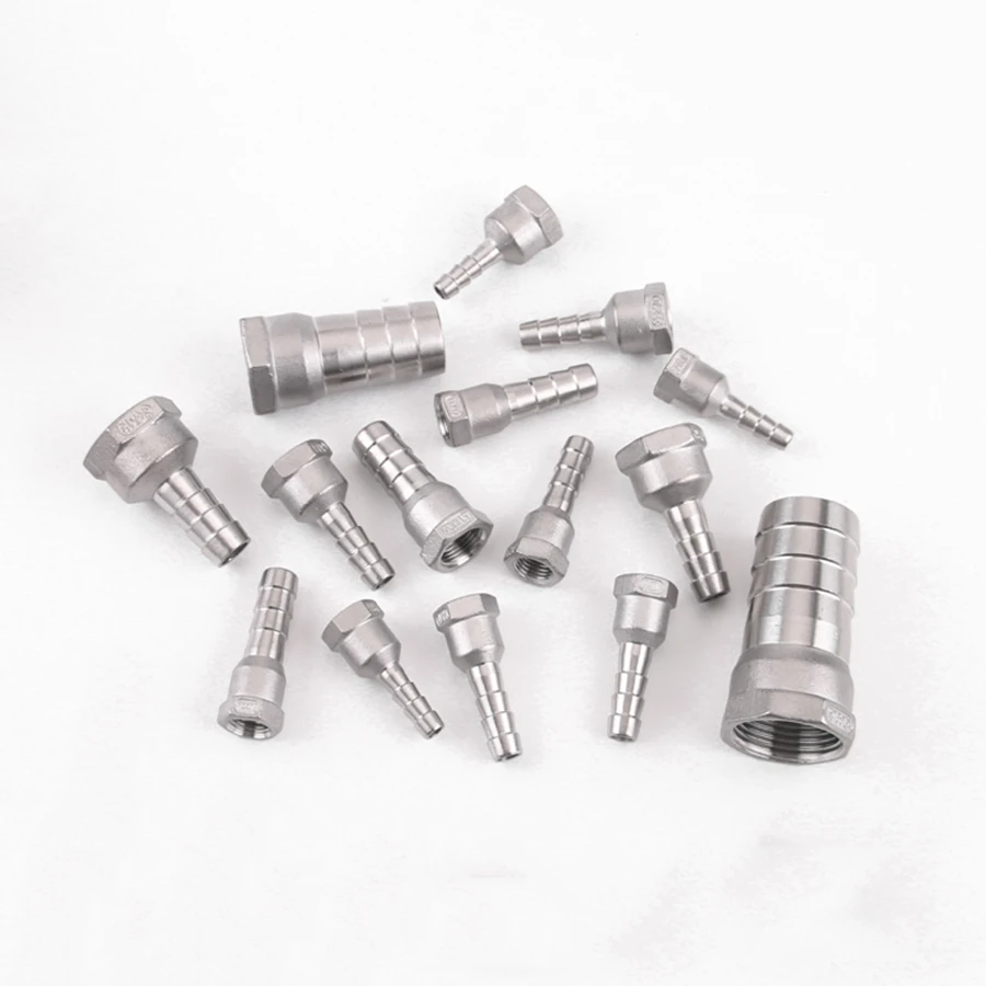 1PCS 1/4 3/8 1/2 3/4 BSP Female x 6/8/10/12/14/15/16/19/20/25mm Hosetail Barb Connector 304 Stainless Steel Plumbing Accessories