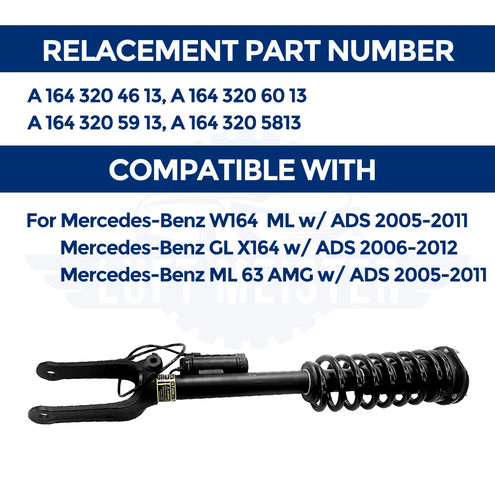 LUFT MEISTER  Automobile Front Shock Absorber A 164 320 46 13 A 164 320 59 13 for Mercedes-Benz GL X164 w/ ADS 2006-2012