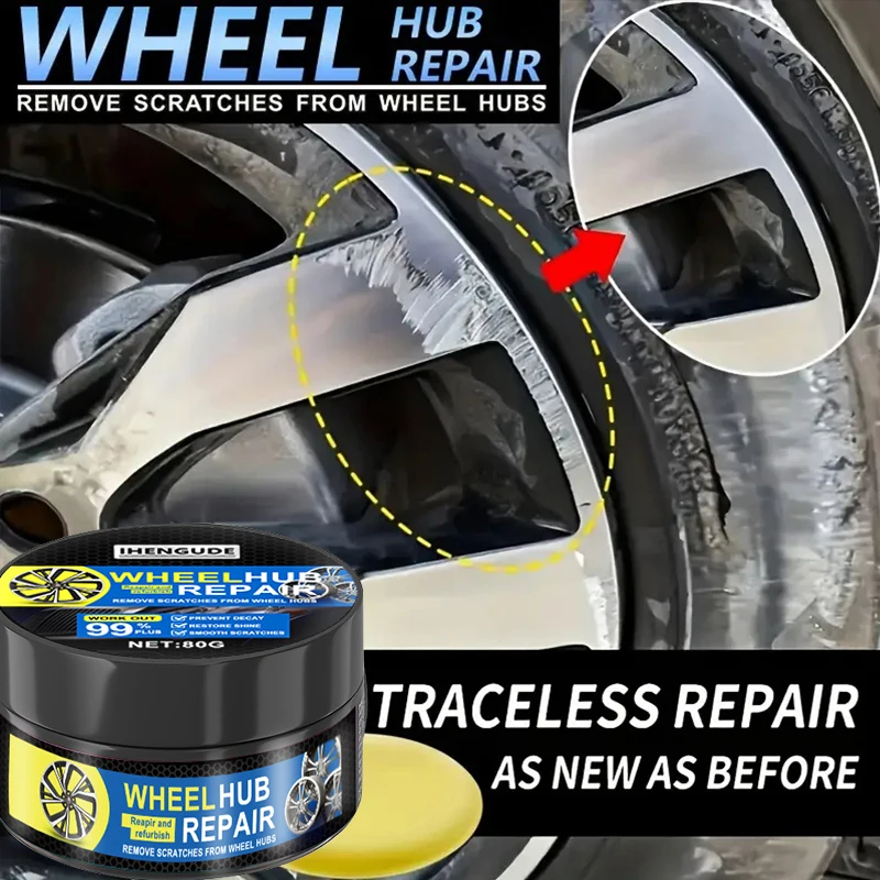 Wheel Cover Repair Kit, Can Remove Oxidation and Scratches from Wheel Covers, Chrome Refurbishment, Fade Restoration, Restores Original Shine, Includes Free Sponge