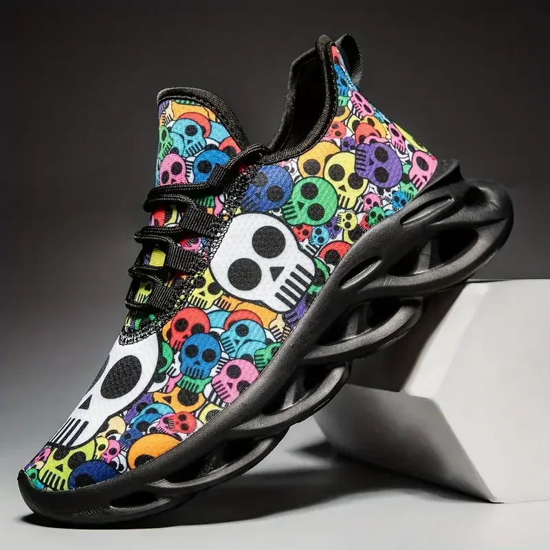 Colorful skull casual sports shoes men's and women's running shoes lightweight mesh shoes - view 5