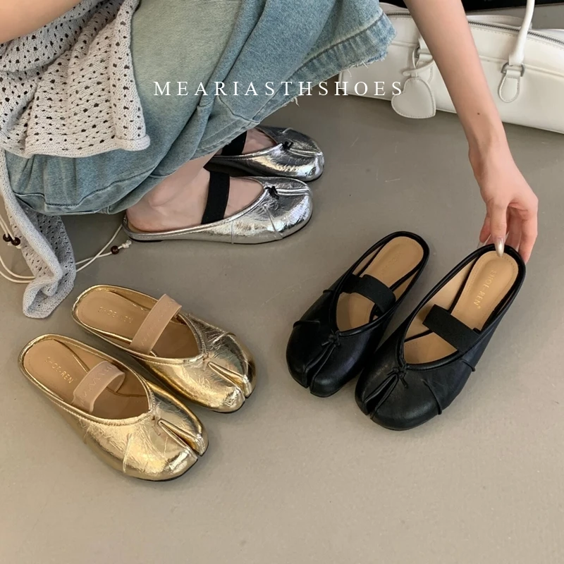 Retro Soft Leather Split Toe Flat sneakers designer shoes Women Casual Loafer Moccasin Fashion Tabi Ninja Mary Jane ballet shoes