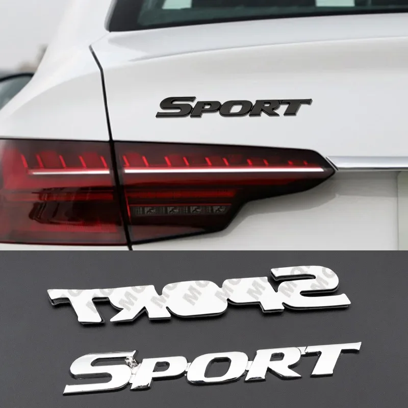1PC Car Accessories Sticker Styling Metal 3D Chrome Black Car Trunk Racing Sport Word Letter Logo Emblem Badge Decal Sticker view 2