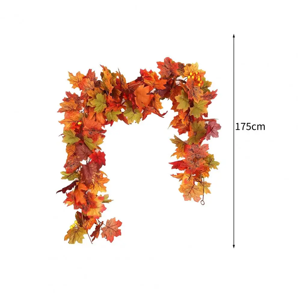 175CM Artificial Fall Maple Leaf Garland Fake Plants Autumn Decor Leaves Vine for Thanksgiving Halloween Festivals Wedding Decor