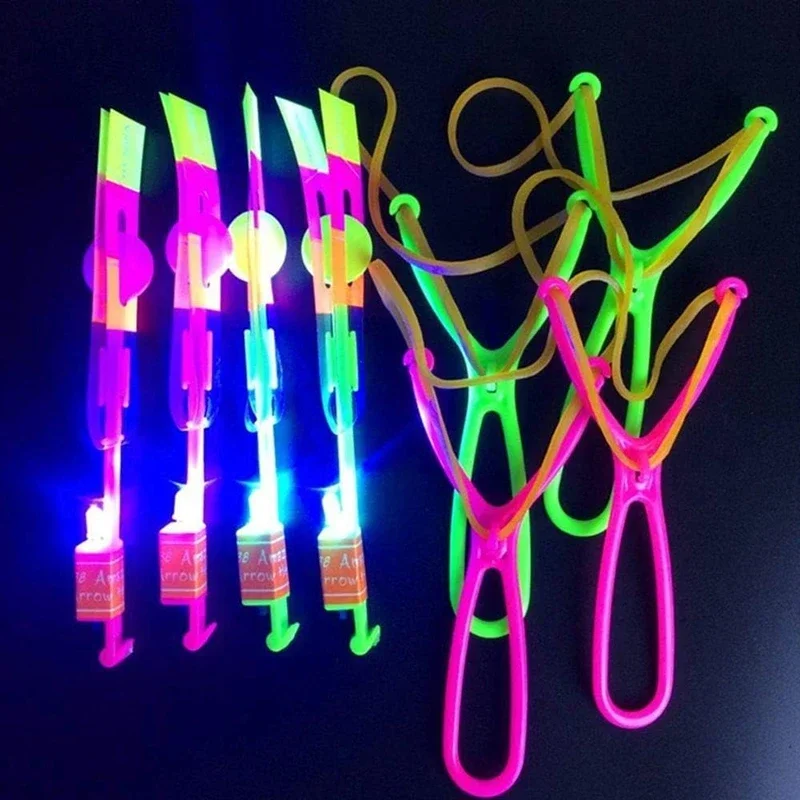 3/5/10 pièces incroyable jouet lumineux flèche fusée hélicoptère volant lumière LED jouets fête amusant meilleurs cadeaux élastique catapulte