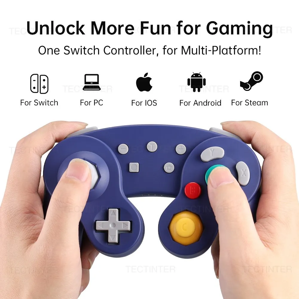 steuerbarer vibrator Unterstützt Bluetooth Gamecube Controller, kompatibel mit Nintendo Switch  2-Gamepad für Steam/Andriod/PC-Joystick mit Turbo-Funktion
