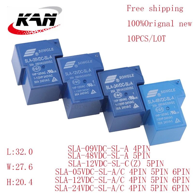 

10pcs relay SLA-05VDC-SL-A SLA-12VDC-SL-A SLA-24VDC-SL-A -C 5VDC 12VDC 24VDC 30A 240VAC 4PIN/5PIN/6PIN Original New