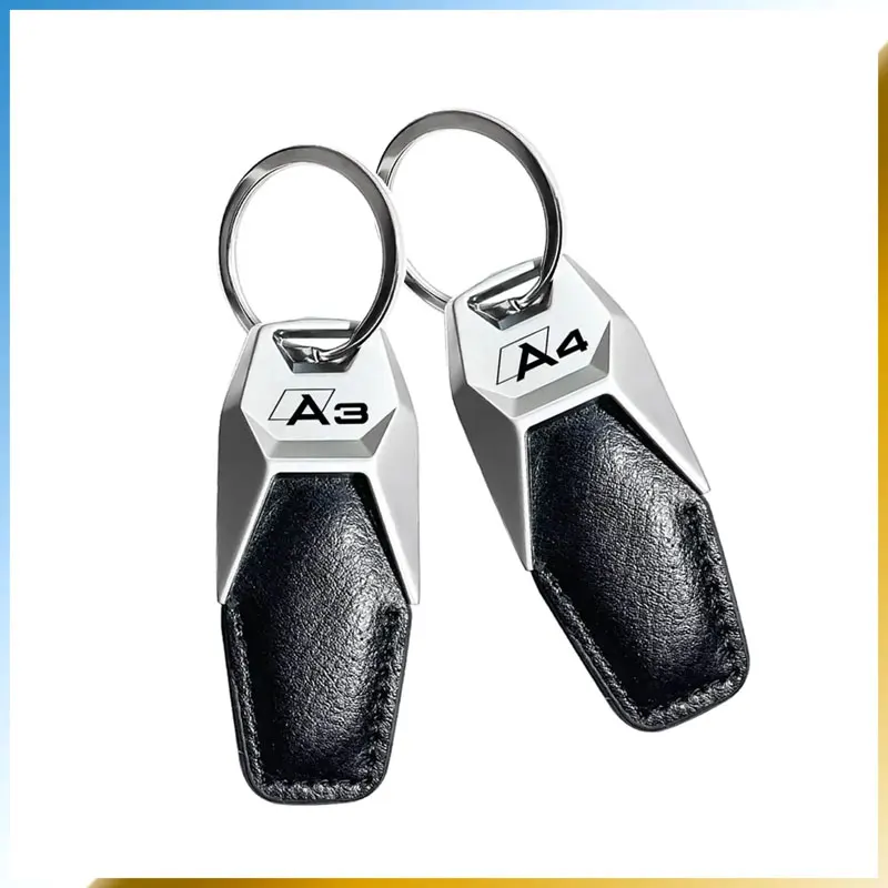 Sporty Style PU Leather Key Chain Metal Car Key Ring Key Pendant Giftware For Audi A3 A4 A6 A7 Q5 Q7 Q3 Auto Parts