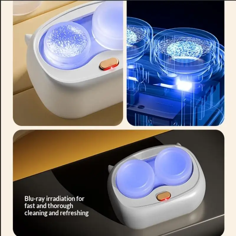 Contact Lenses Cleaner Battery Powered Portable 1 Set Easy Operate Contact Lens Case for New Lens Wearers