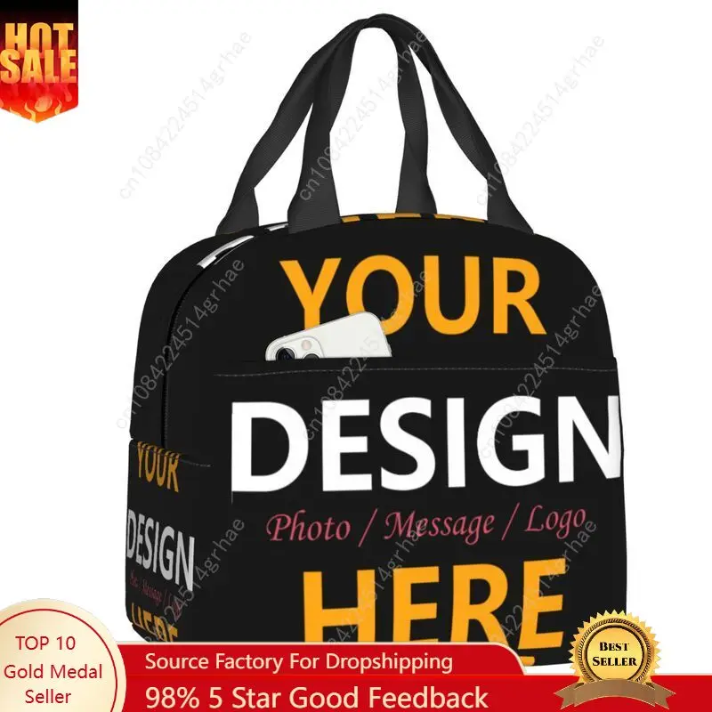 Custom Custom Your Design Here Insulated Lunch Bags for Picnic Personalized Customized Logo Portable Thermal Cooler Bento Box