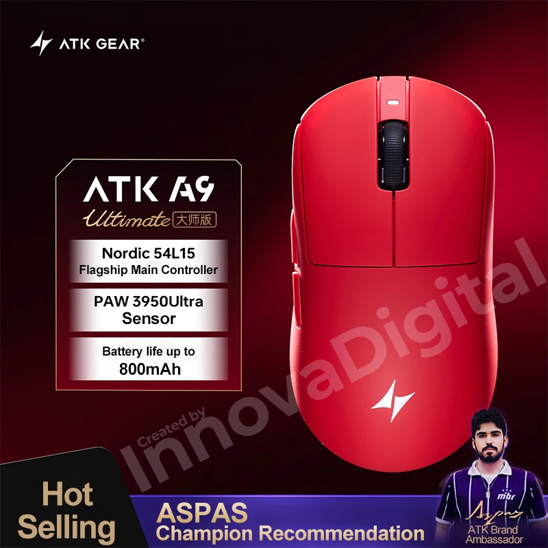 ATK Dragonfly A9 Ultimate draadloze gamingmuis A9 Air PAW3950 Ultralichte ergonomische e-sports gamer FPS-muis CSGO A9 Ultra