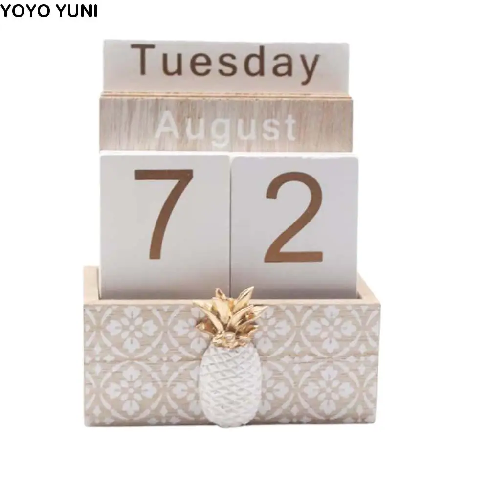 

Эстетический деревянный вечный календарь кактус ананас настольный календарь орнамент ручное украшение дома дисплей даты орнамент исследование