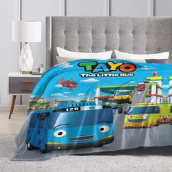 Tayo The Little Bus 슈퍼 소프트 담요, 코미디 영화 만화 피크닉 던지기 담요, 가을 재미있는 플란넬 침대보 소파 침대 커버