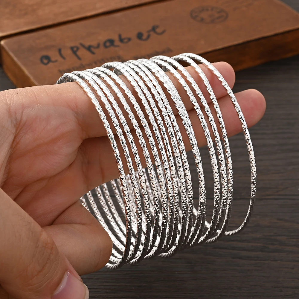 

65MM Silver Color Cute Bangles Ethiopian Africa Bracelet For Women African Bride Wedding Party Jewelry Gifts