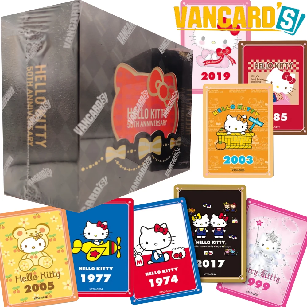 

Genuine Vancard's Hello Kitty Collection Cards Cartoon Cute Star Nostalgia Retro Time Transparent Cards 50th Anniversary Gifts