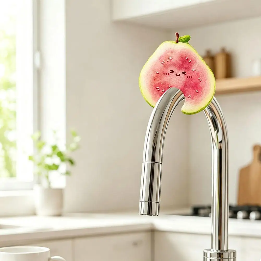 Wood Pulp Sponge Dish Brush 3pcs Fruit Shape Water Absorption Quick Foaming Non-Scratch Kitchen Cleaning
