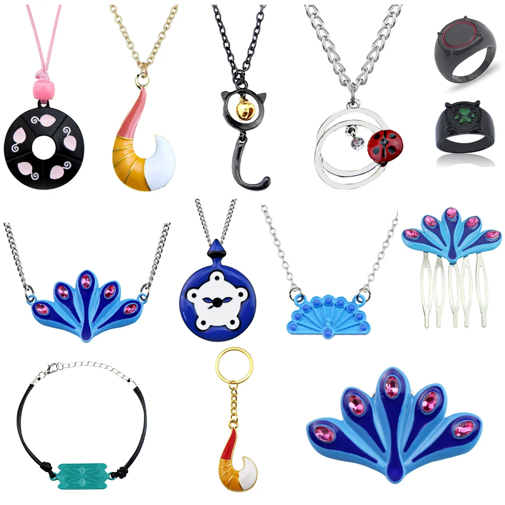 Anime Peacock Orange Shrimp Tail Oil Dropping Enamel Pendant Keychain Conch Bay Girl Necklace Musical Snake Bracelet Jewelry