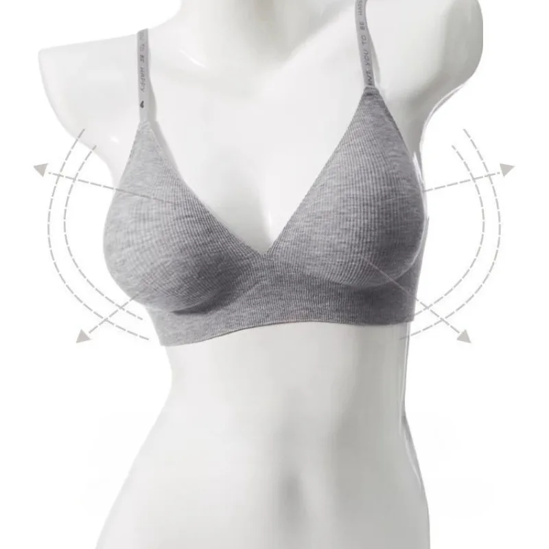 حمالة صدر نسائية خالية من الأسلاك عميقة على شكل حرف V حمالة صدر مطبوعة بحروف صلبة ملابس داخلية ناعمة قابلة للتنفس تجمع ملابس داخلية نسائية مضادة للترهل #4