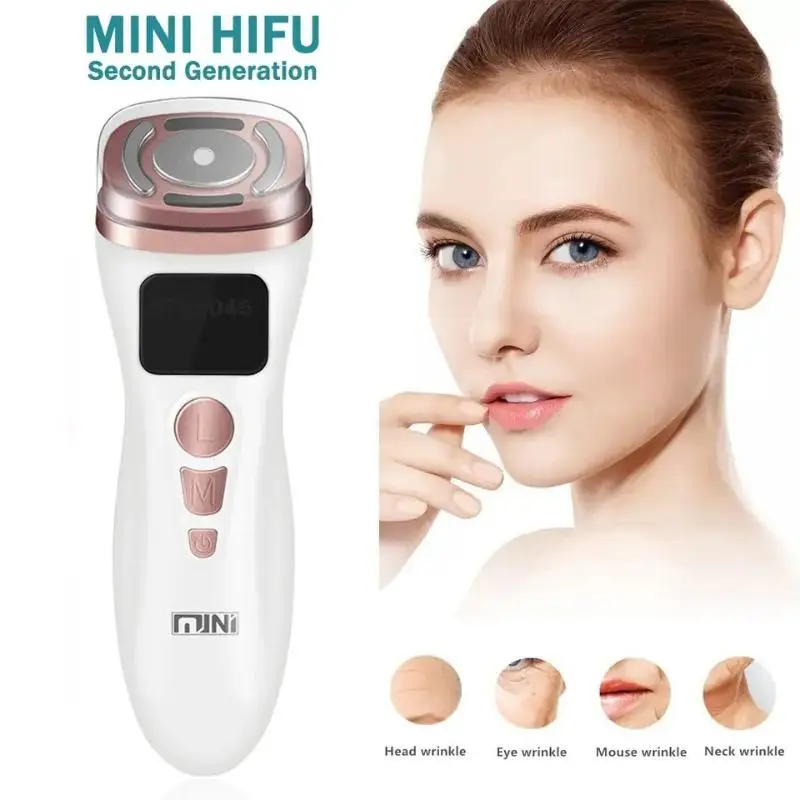 Ultrasonic RF EMS Mini HIFU Machine 1 Set Facial Lifting Skin Tightening Rejuvenation Tool for Home Beauty Spa
