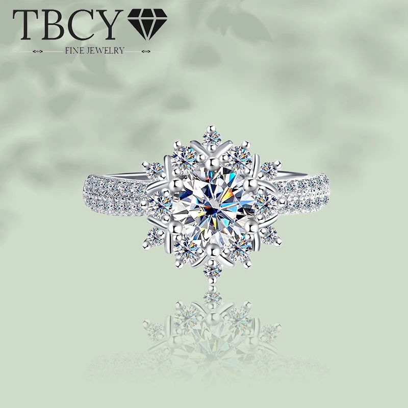 

TBCYD 1 карат разноцветные кольца с муассанитом снежинка блестящий бриллиант S925 серебро 18 карат с сертификатом День святого Валентина