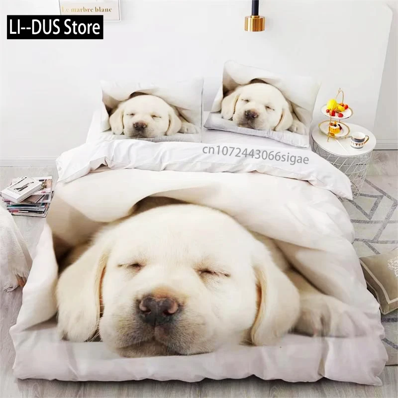 Cute Dogs Duvet Cover Pet Dog Funny Animal Bedding Set 3D Print Puppy Comforter Cover Pillowcases Full King For Kids Teens Decor
