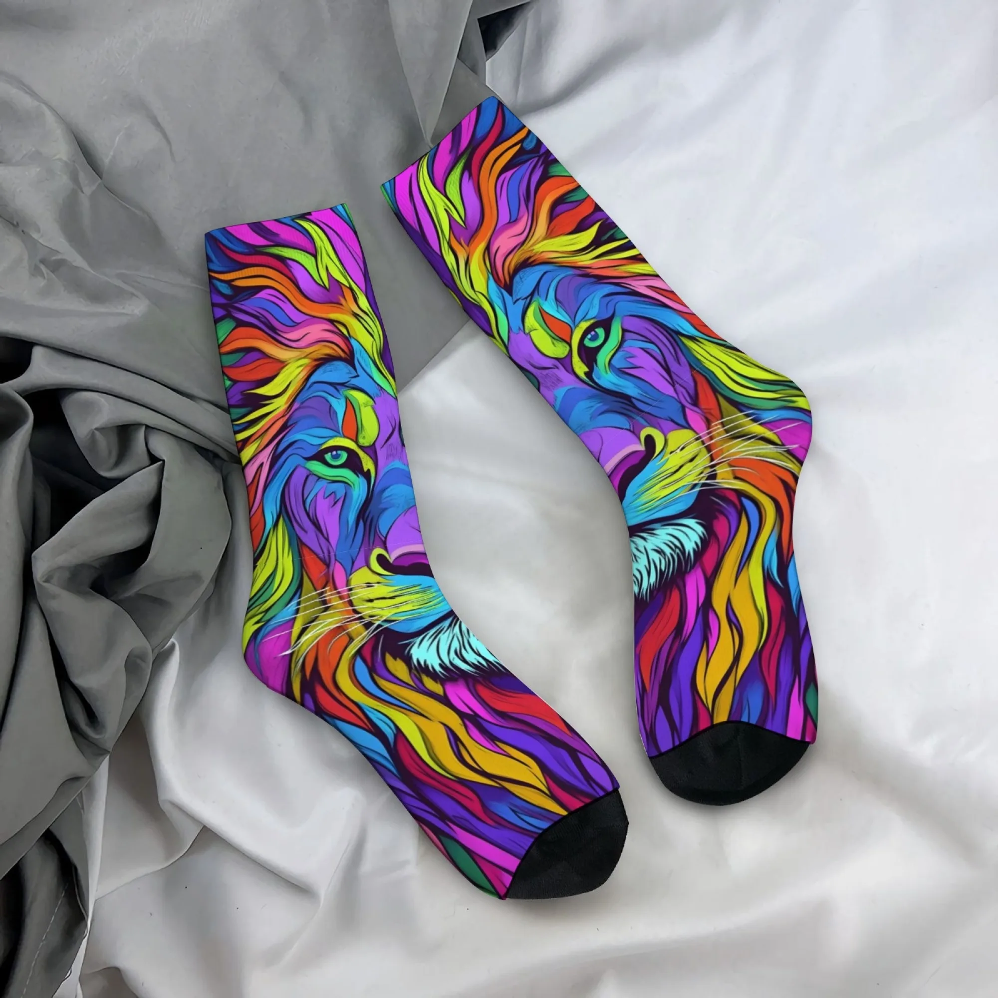 

Носки с рисунком радужного льва, удобные дышащие мужские носки, забавные модные носки в стиле хип-хоп, модные повседневные спортивные носки для активного отдыха