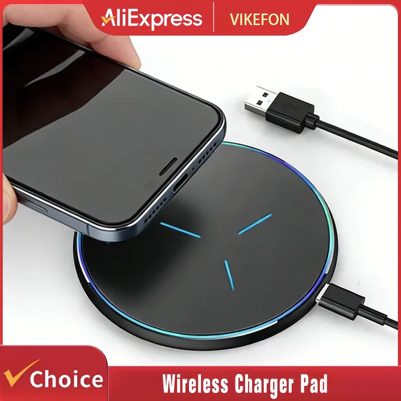 Wireless Charger Pad Fast Wireless Charging Induction Phone Holder LED Light For iPhone 17 16 15 14 13 12 Pro Max Samsung Xiaomi