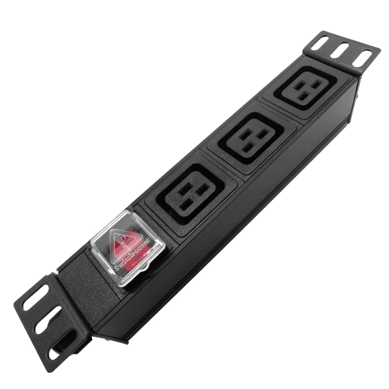 

C19 socket PDU Black aluminium alloy 3AC socket IEC 16A 110- 250V Extension Lead Power Strip Cord Individual Switched