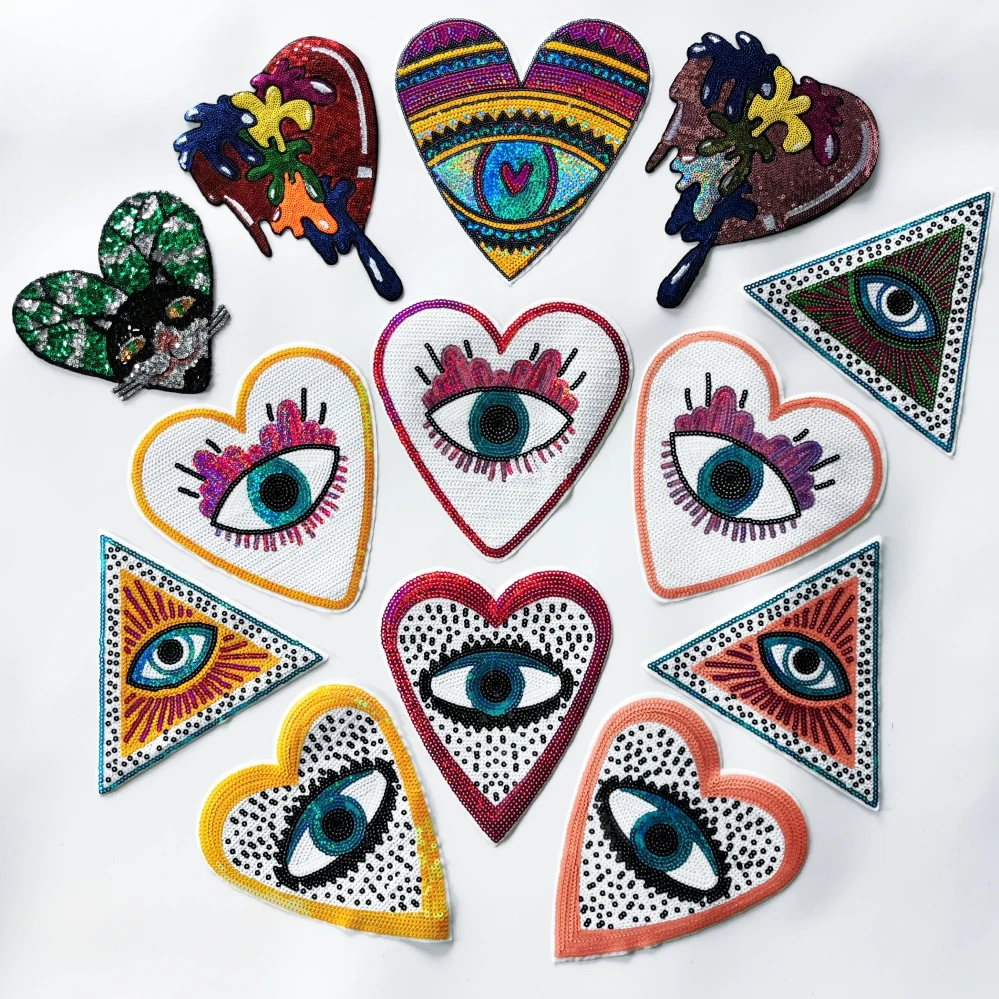 embroidery eye patch,sequined badges,eyes patches,heart appliques DIY accessory WF22835